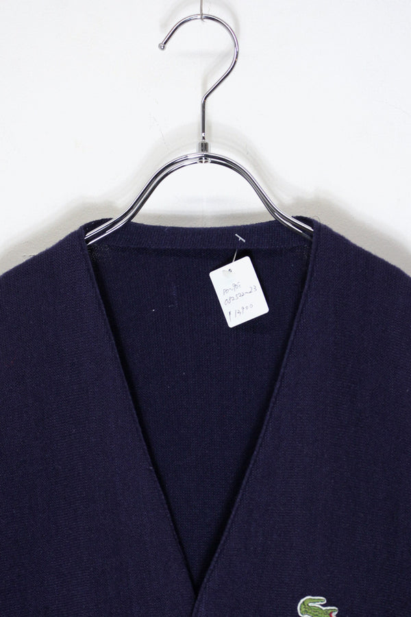 80-90s One-Point Acrylic Knit Cardigan / Purple Navy [SIZE: M Equivalent USED]