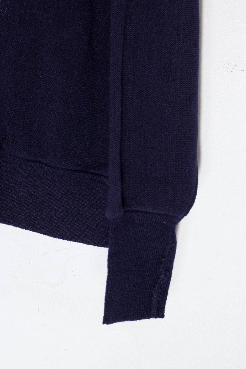 80-90s One-Point Acrylic Knit Cardigan / Purple Navy [SIZE: M Equivalent USED]