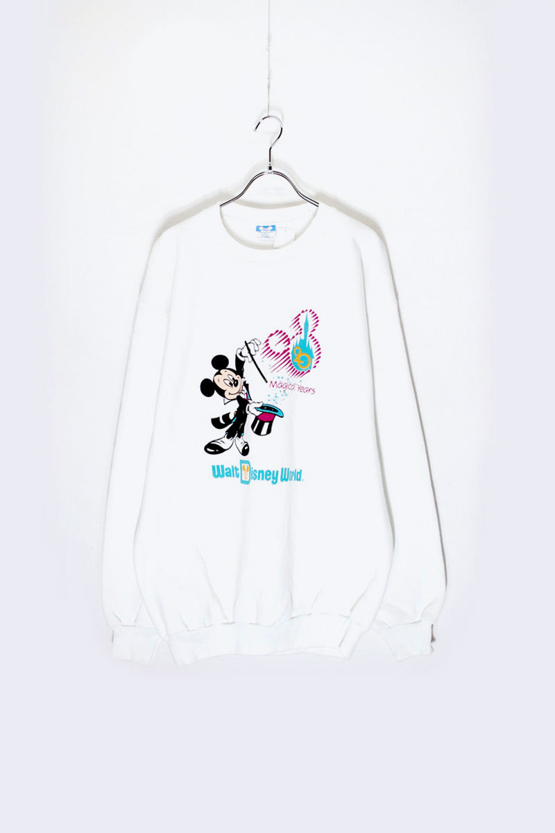 MADE IN USA 90'S 20TH MICKEY PRINT CHARACTER SWEATSHIRT / WHITE [SIZE: XL USED]