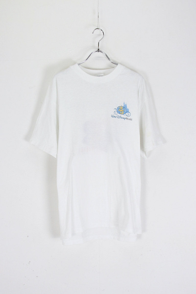 90'S DISNEY CELEBRATING 25 YEARS TEE SHIRT / WHITE [SIZE: L USED]
