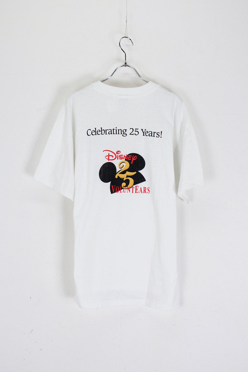 90'S DISNEY CELEBRATING 25 YEARS TEE SHIRT / WHITE [SIZE: L USED]