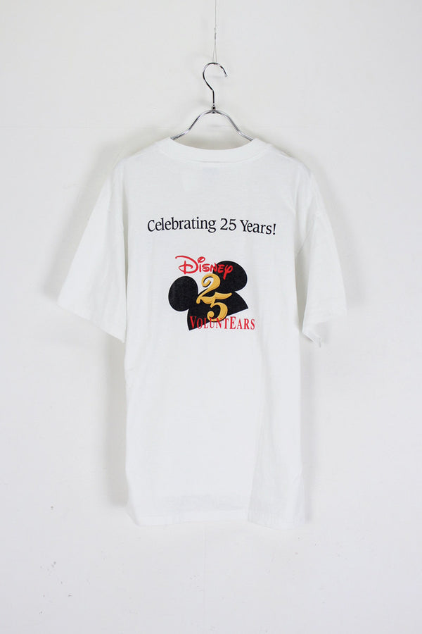 90'S DISNEY CELEBRATING 25 YEARS TEE SHIRT / WHITE [SIZE: L USED]