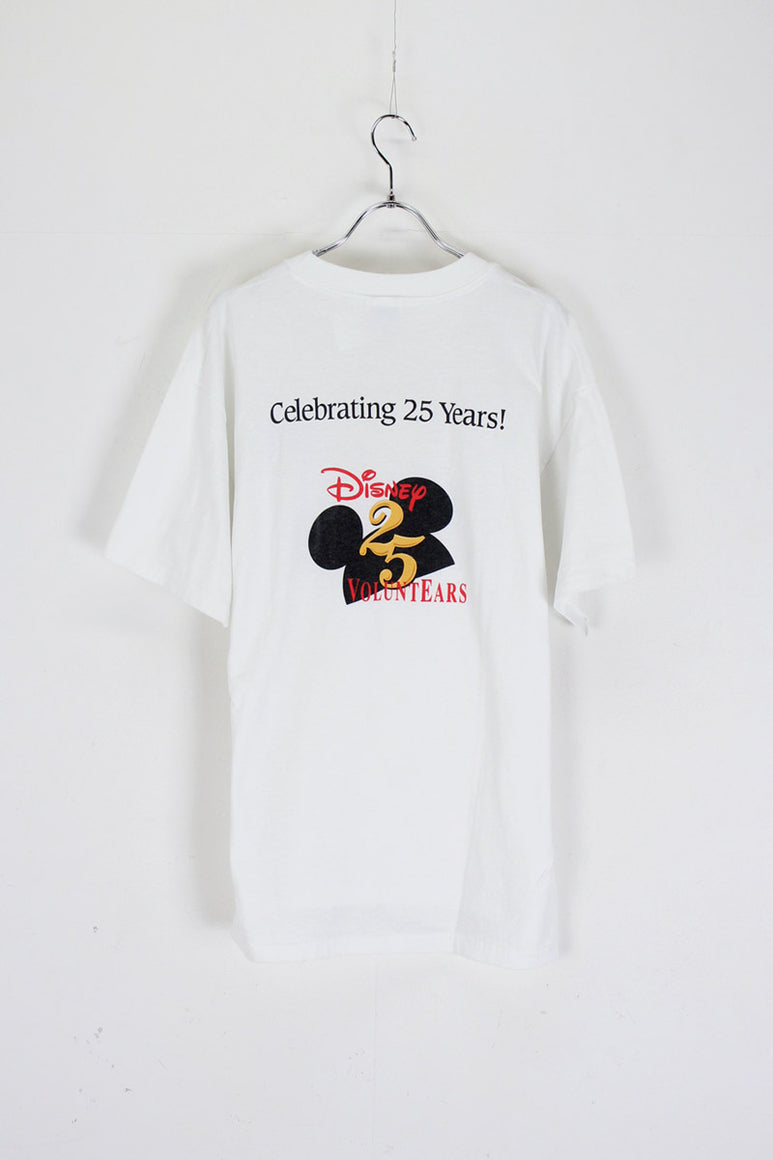 90'S DISNEY CELEBRATING 25 YEARS TEE SHIRT / WHITE [SIZE: L USED]