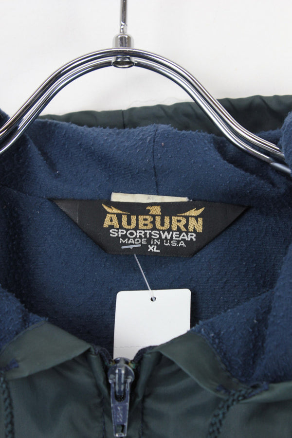 MADE IN USA 80'S PULLOVER NYLON HOODIE JACKET / DARK GREEN [SIZE: XL USED]