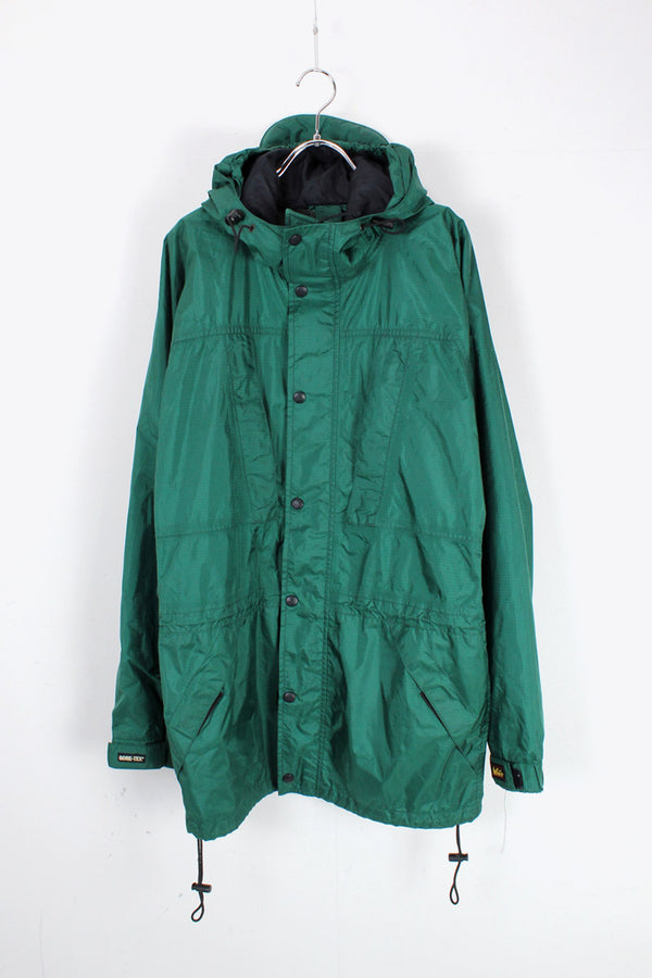 80'S GORE-TEX NYLON ZIP HOODIE JACKET / GREEN [SIZE: S USED]