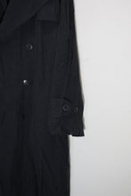 画像をギャラリービューアに読み込む, 90&#39;S NYLON DOUBLE TRENCH COAT W/BELT / BLACK [SIZE: L USED]
