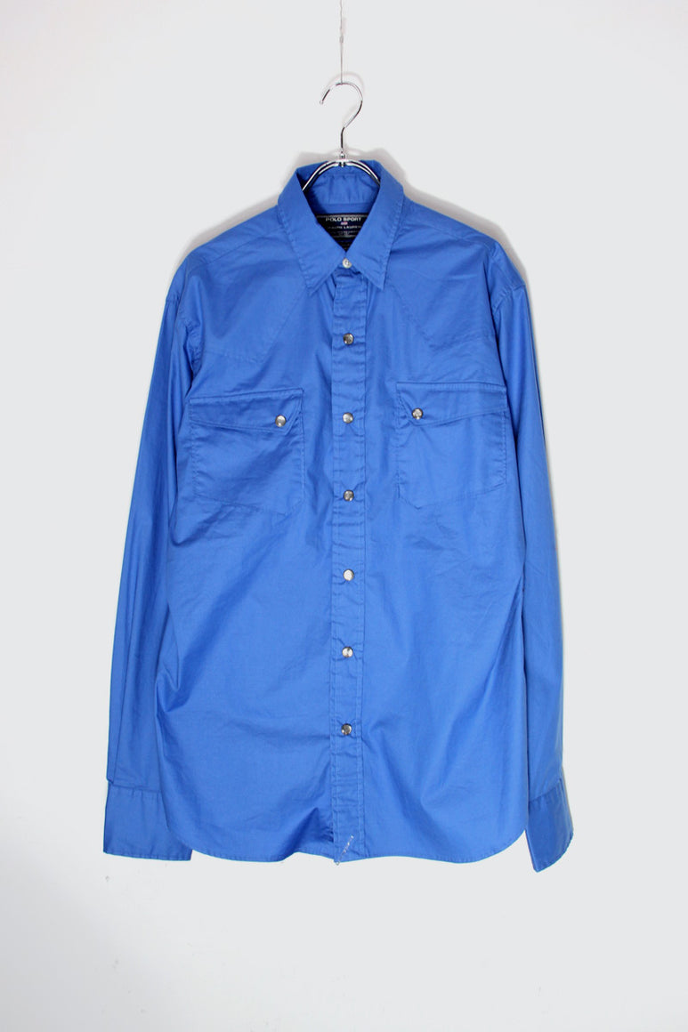90'S L/S WESTAN SHIRT / BLUE [SIZE: M USED]