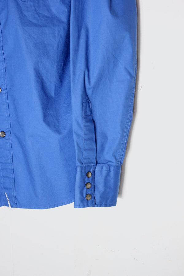 90'S L/S WESTERN SHIRT / BLUE [SIZE: M USED]