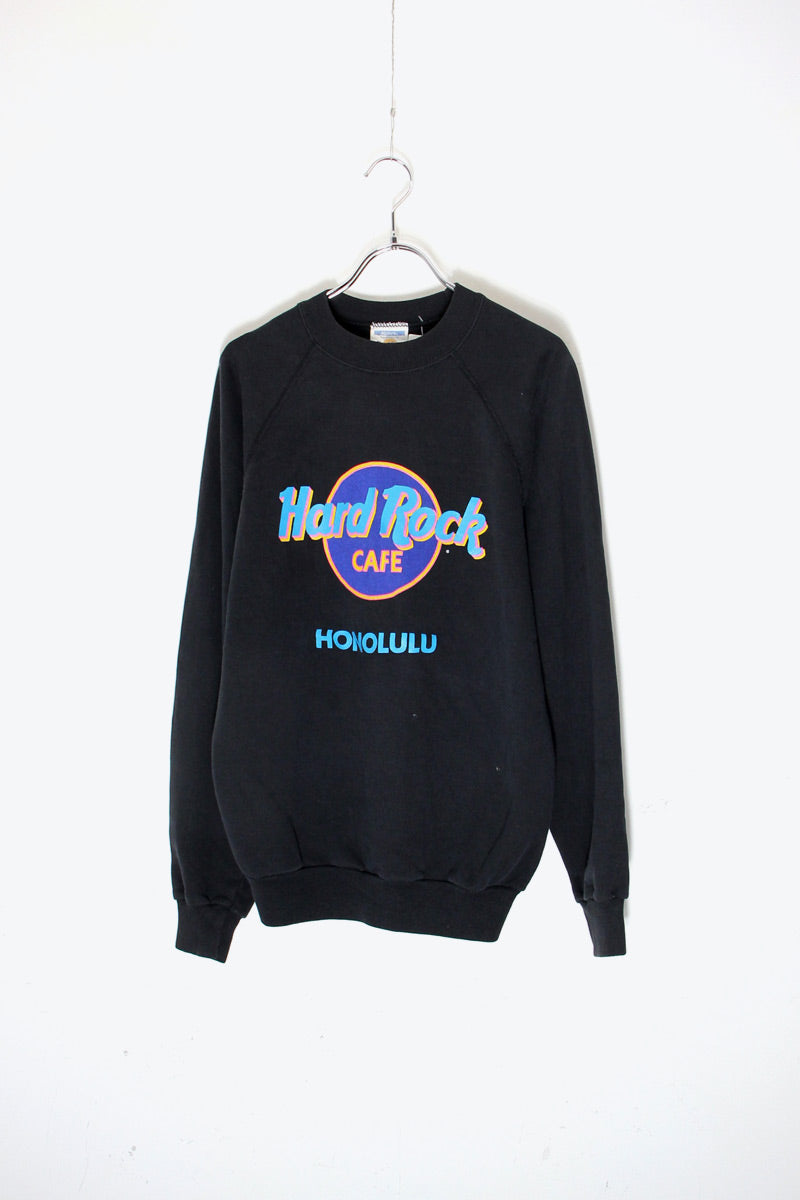 MADE IN USA 90'S HONOLULU LOGO PRINT SWEATSHIRT / BLACK [SIZE: L USED]