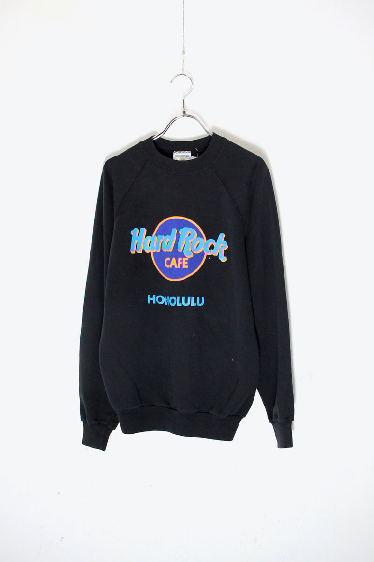 MADE IN USA 90'S HONOLULU LOGO PRINT SWEATSHIRT / BLACK [SIZE: L USED]