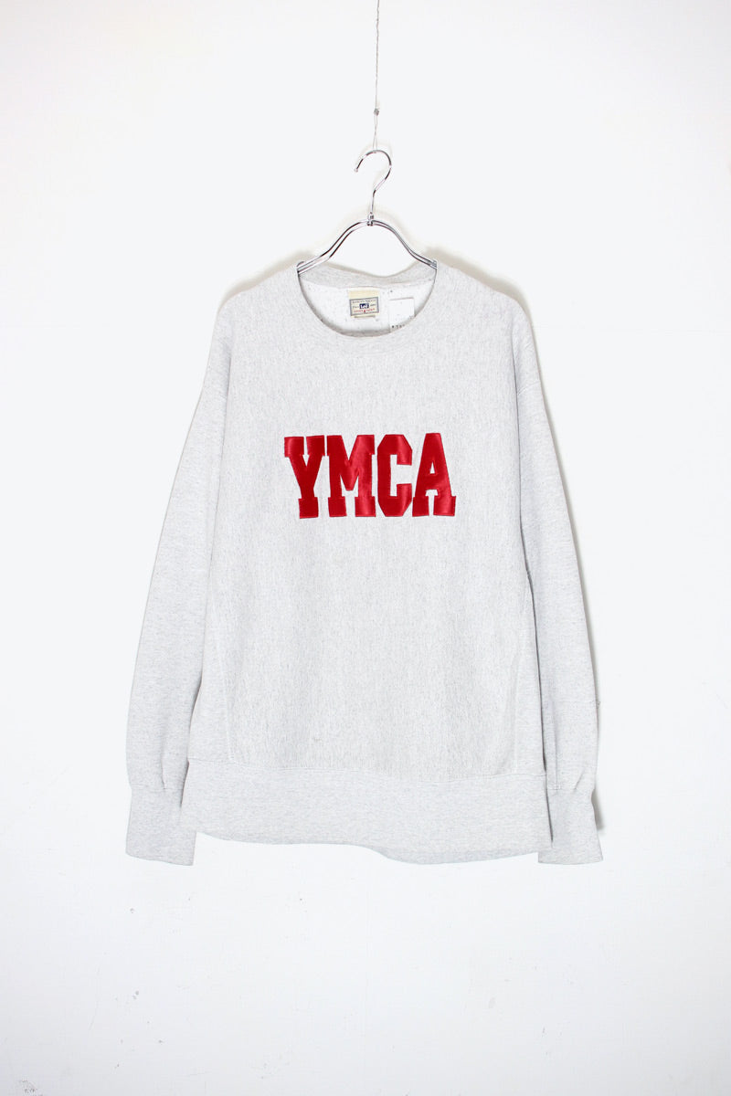 MADE IN MEXICO 90'S YMCA EMBROIDERY SWEATSHIRT / GREY [SIZE: L USED]