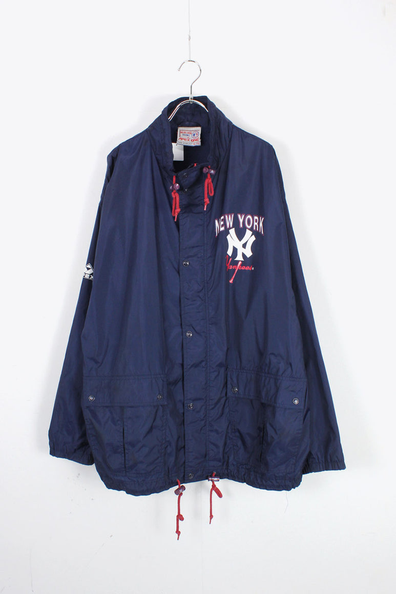 90'S NY YANKEES NYLON ZIP JACKET / NAVY [SIZE: XL USED]