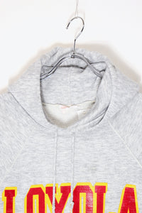 MADE IN USA 80'S LOYOLA PRINT HOODIE SWEATSHIRT / GRAY［ SIZE: XL USED ]