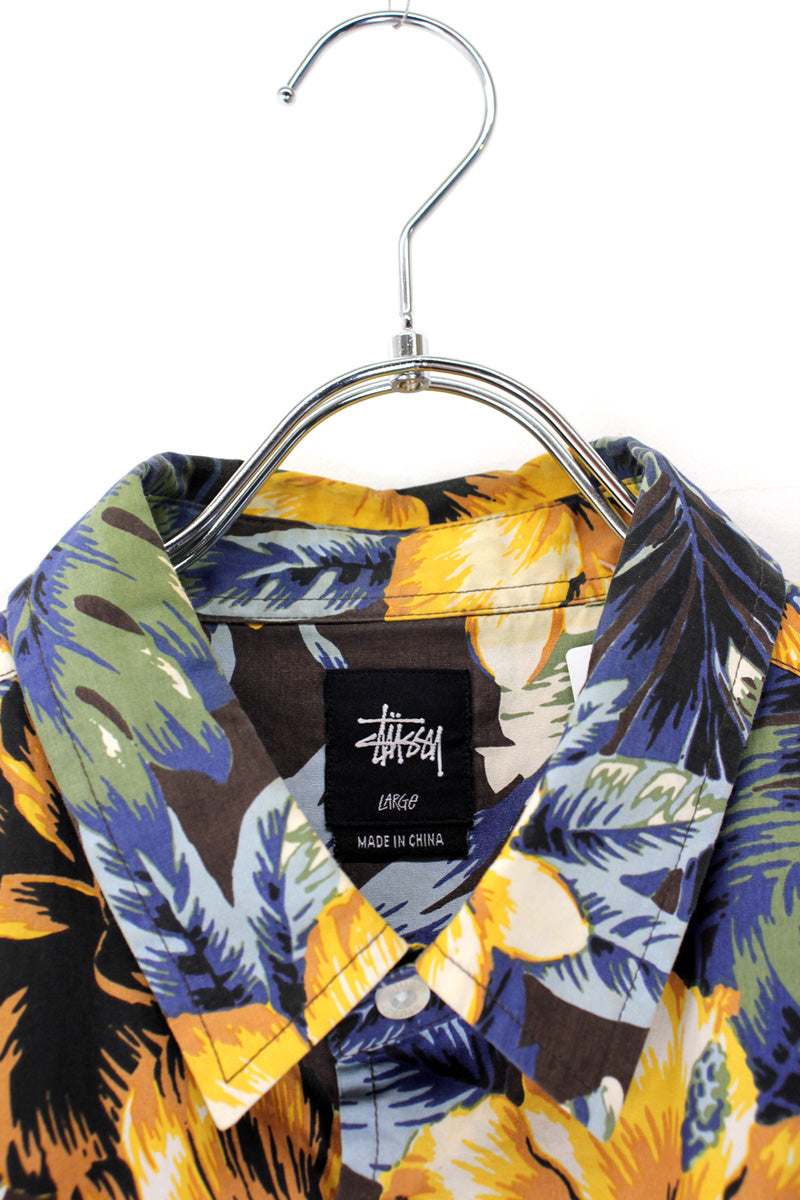 S/S HAWAIIAN SHIRT / YELLOW / BROWN [SIZE: L USED]