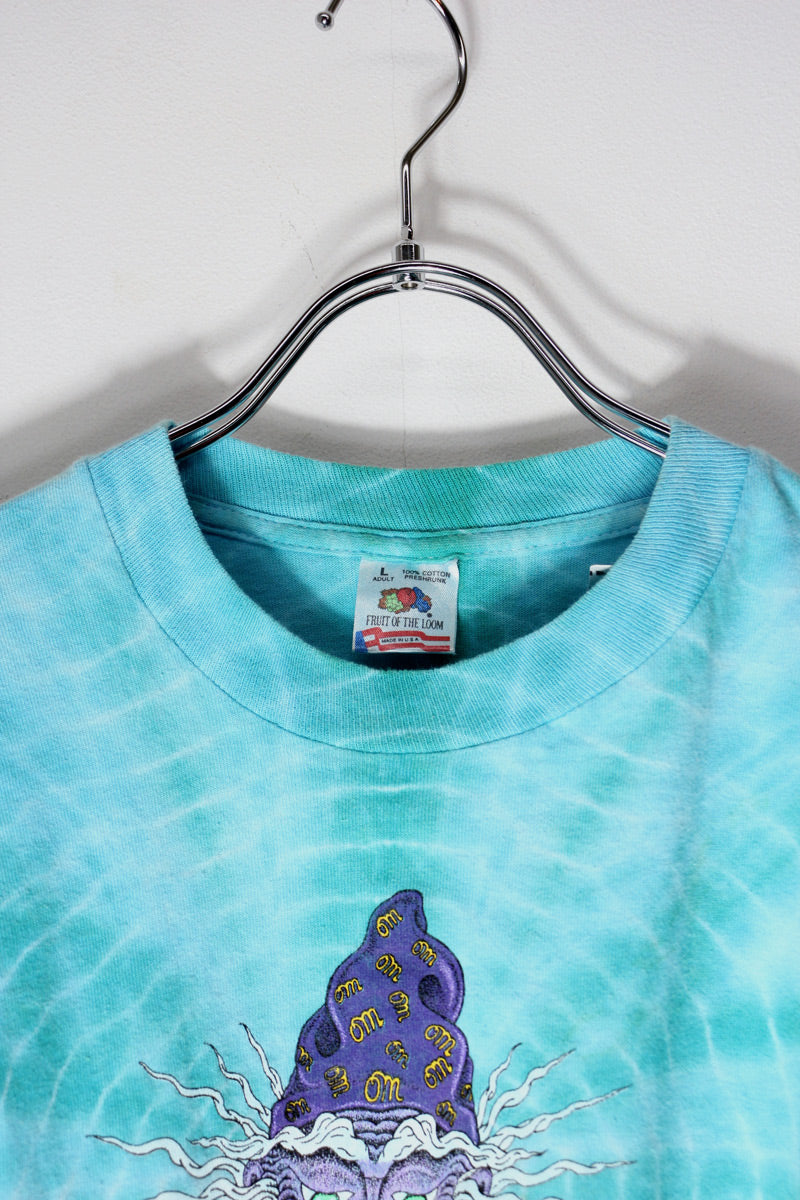 MADE IN USA 90'S L/S ODYSSEY OF THE MIND TIE-DYE T-SHIRT / SEE BLUE [SIZE: L USED]