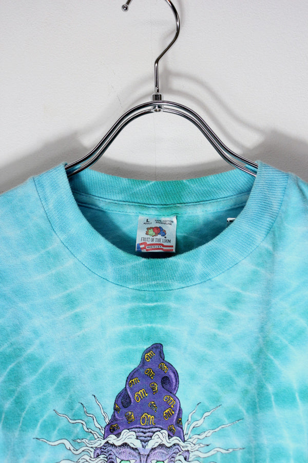 MADE IN USA 90'S L/S ODYSSEY OF THE MIND TIE-DYE T-SHIRT / SEE BLUE [SIZE: L USED]