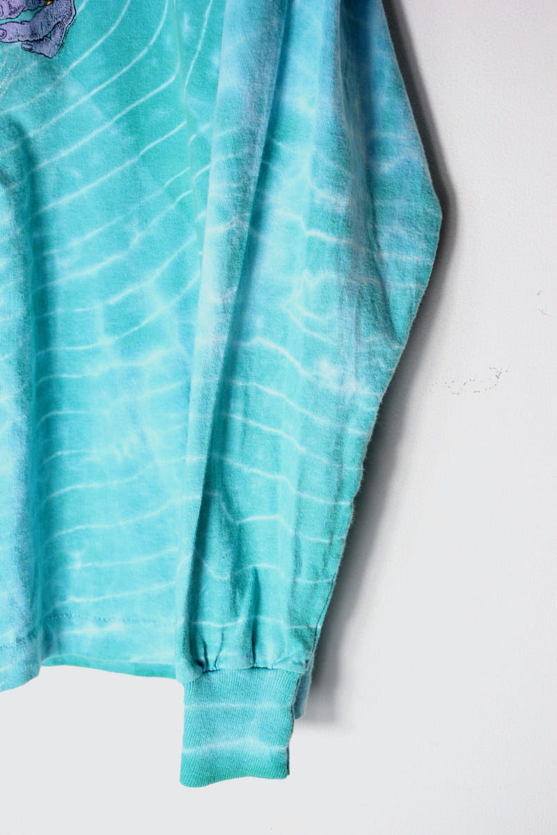 MADE IN USA 90'S L/S ODYSSEY OF THE MIND TIE-DYE T-SHIRT / SEE BLUE [SIZE: L USED]