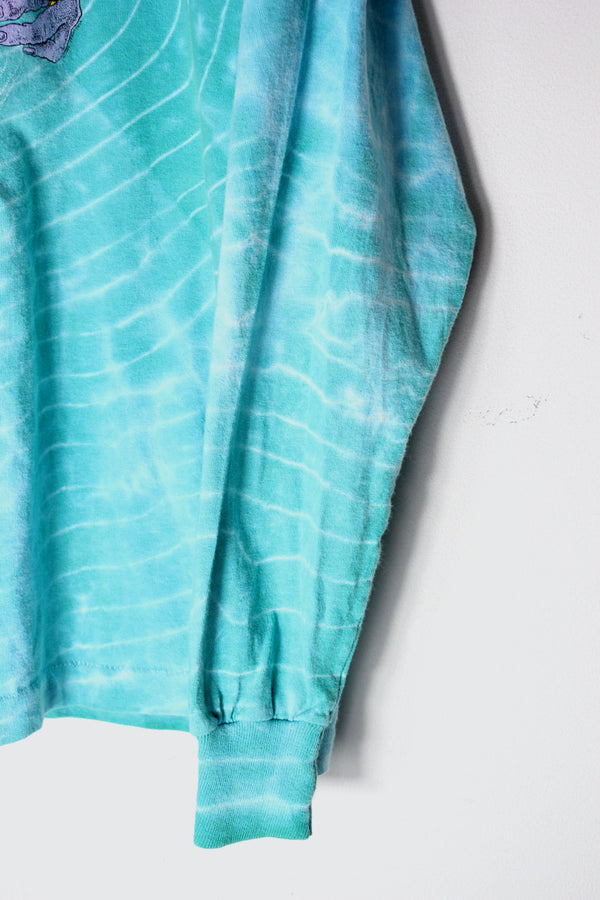 MADE IN USA 90'S L/S ODYSSEY OF THE MIND TIE-DYE T-SHIRT / SEE BLUE [SIZE: L USED]