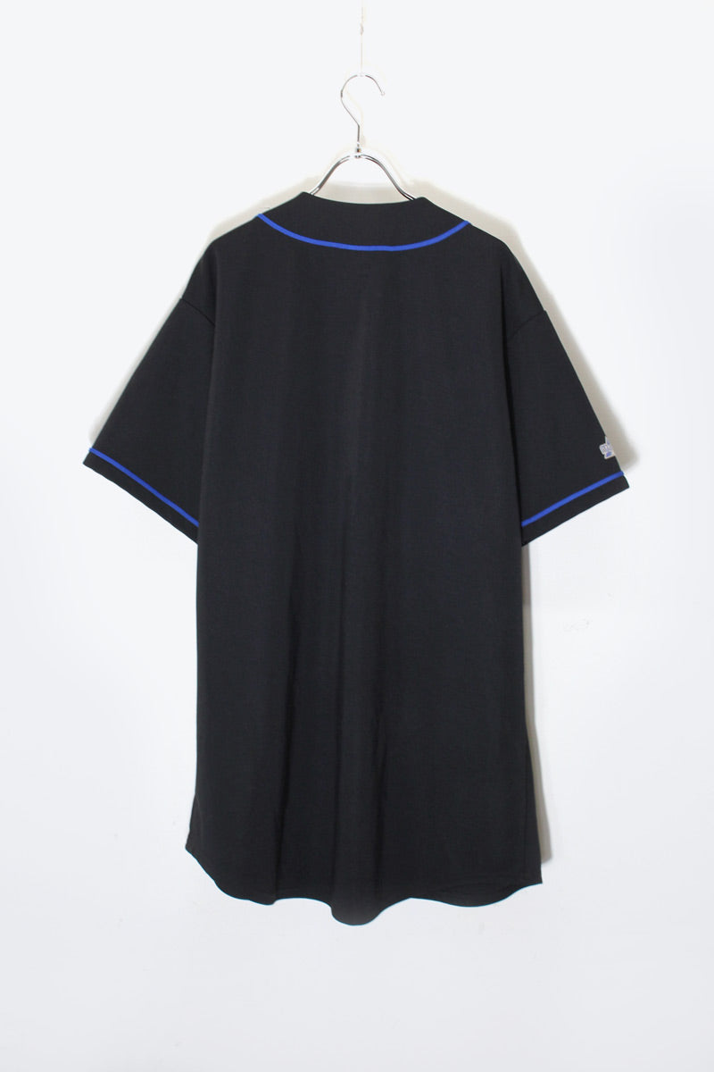 90'S MLB NY METS S/S BASEBALL SHIRT / BLACK [SIZE: Approx. L USED]