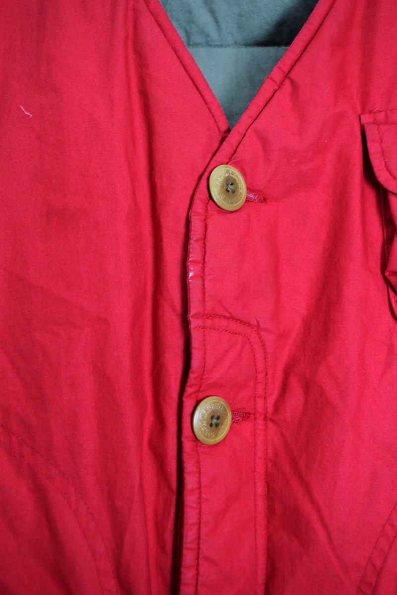 90'S HUNTING COTTON SHELL DOWN VEST / RED [SIZE: L USED]