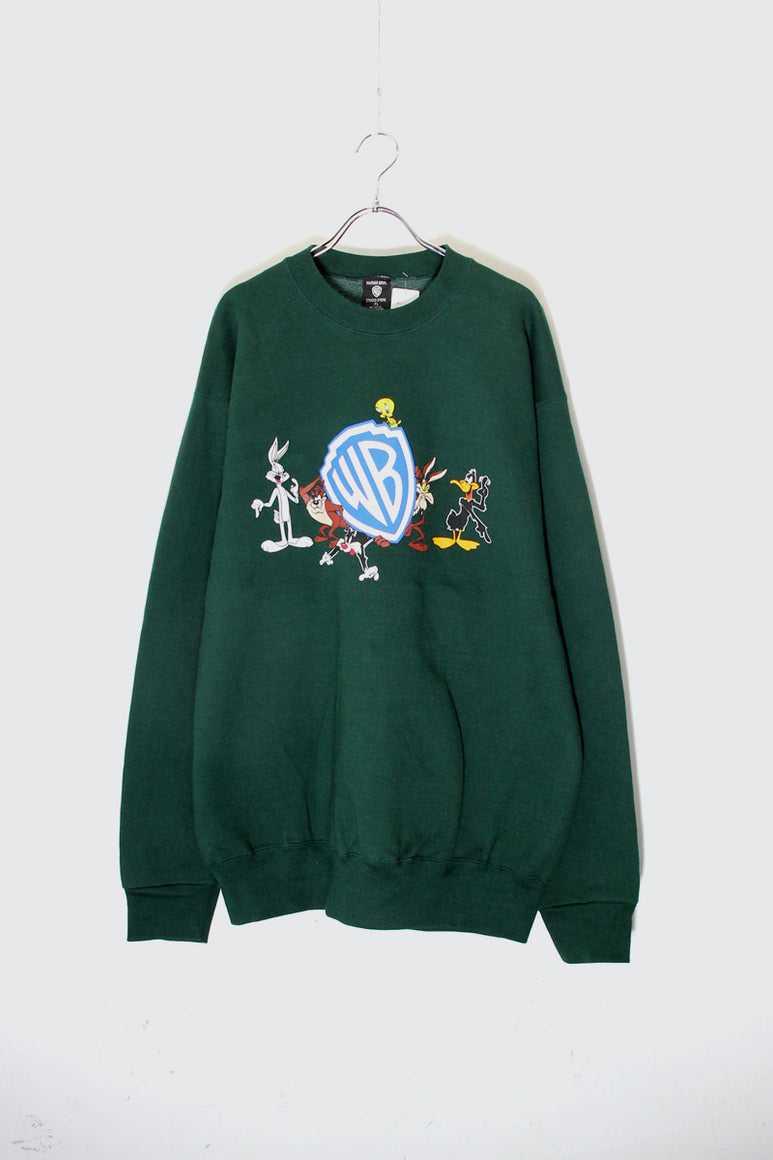MADE IN USA 96'S CHARACTER PRINT SWEATSHIRT / GREEN [SIZE: XL USED]