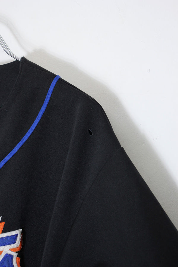 90'S MLB NY METS S/S BASEBALL SHIRT / BLACK [SIZE: Approx. L USED]