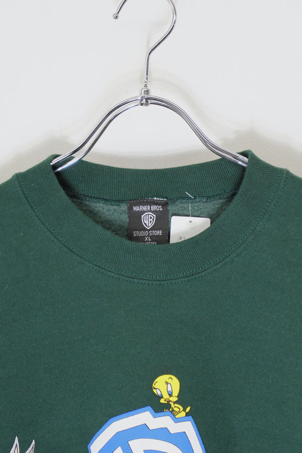 MADE IN USA 96'S CHARACTER PRINT SWEATSHIRT / GREEN [SIZE: XL USED]