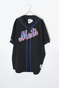 MADE IN USA 90'S MLB NY METS 31 PIAZZA S/S BASEBALL SHIRT / BLACK [SIZE: XL USED]