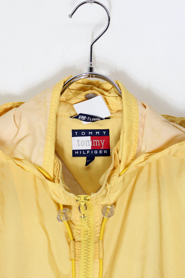 90'S PACKABLE ZIP UP NYLON JACKET / YELLOW [SIZE: M USED]