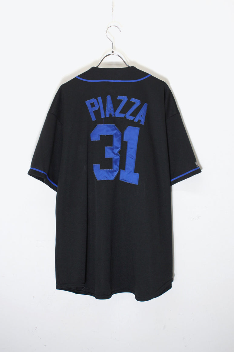MADE IN USA 90'S MLB NY METS 31 PIAZZA S/S BASEBALL SHIRT / BLACK [SIZE: XL USED]