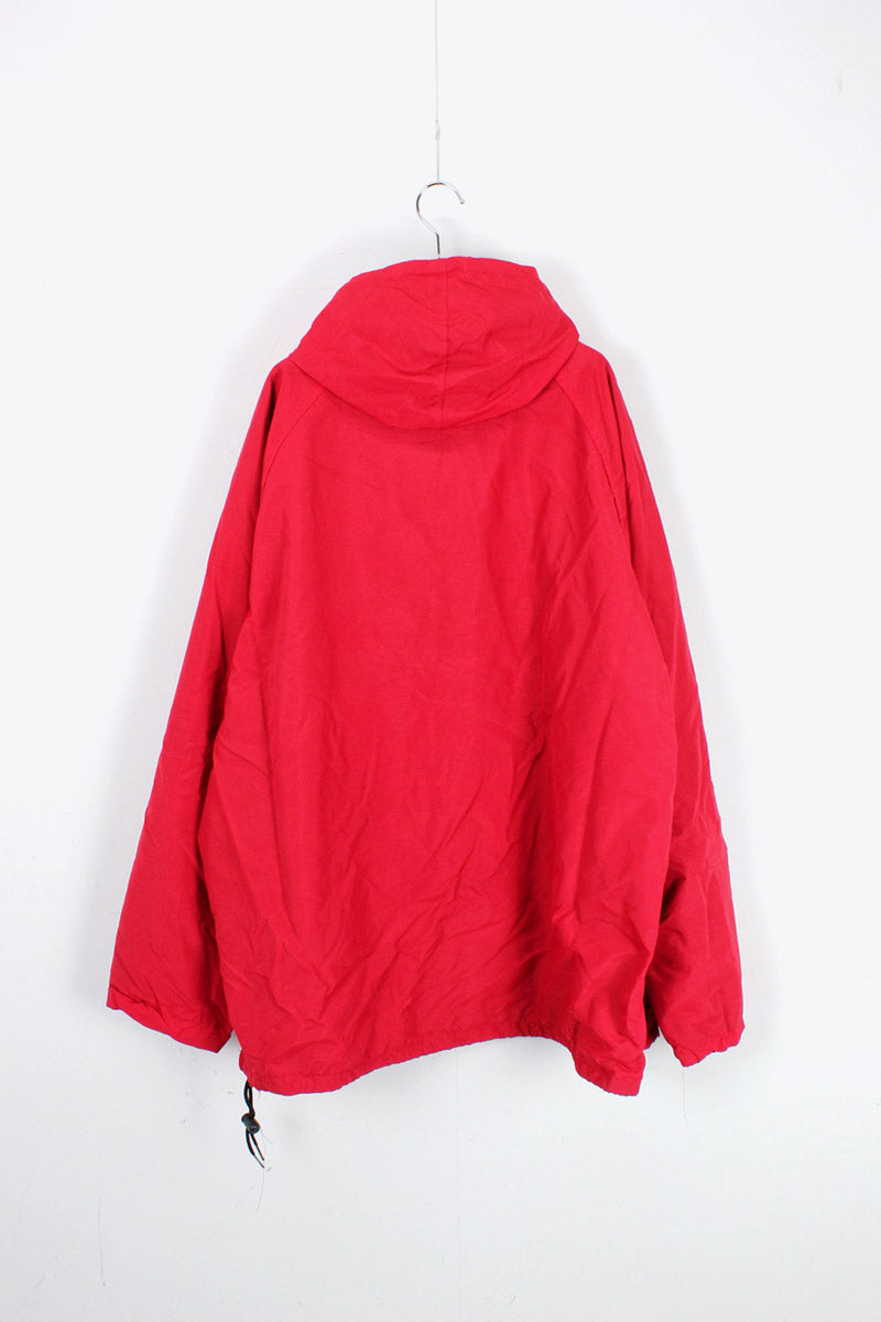 MADE IN USA HBO NYLON PULLOVER HOODIE JACKET / RED [SIZE: XL USED]
