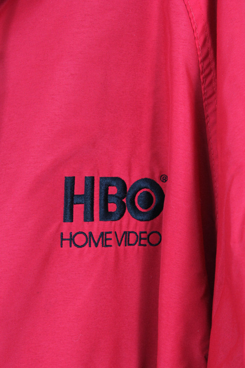 MADE IN USA HBO NYLON PULLOVER HOODIE JACKET / RED [SIZE: XL USED]