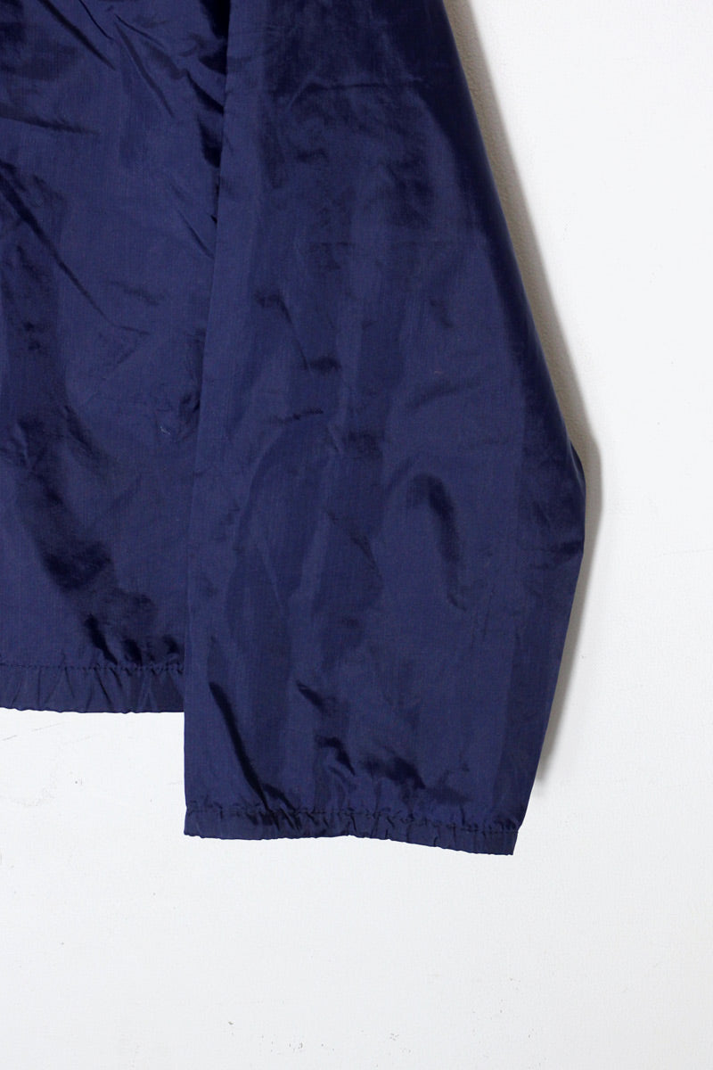 80'S HALF ZIP LOGO PRINT NYLON JACKET / NAVY / RED [SIZE: L相当 USED]