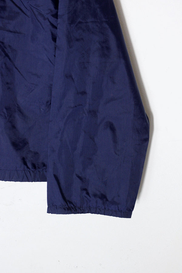 80'S HALF ZIP LOGO PRINT NYLON JACKET / NAVY / RED [SIZE: L相当 USED]
