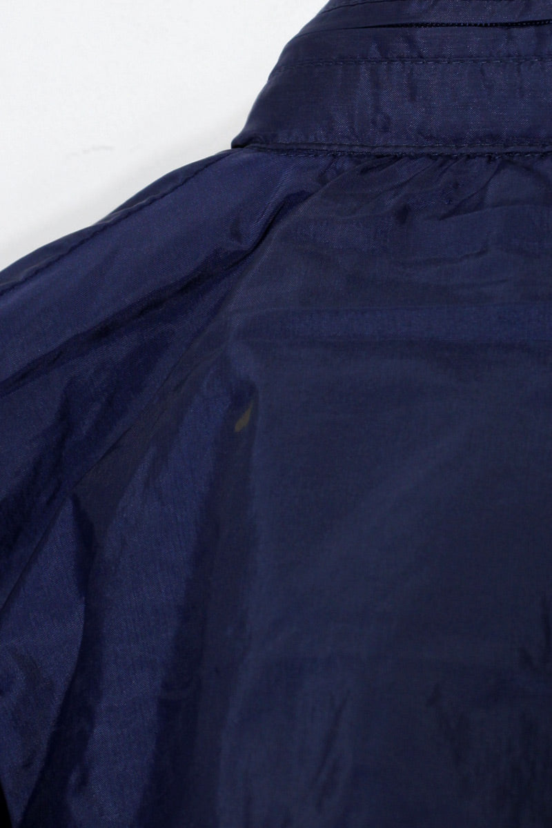 80'S HALF ZIP LOGO PRINT NYLON JACKET / NAVY / RED [SIZE: L相当 USED]