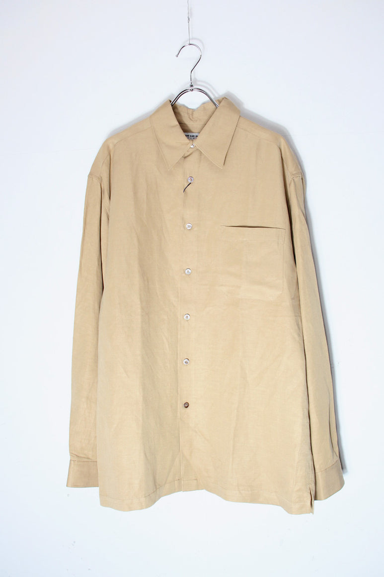 90'S L/S SILK LINEN SHIRT / SAND [DEADSTOCK/NOS]