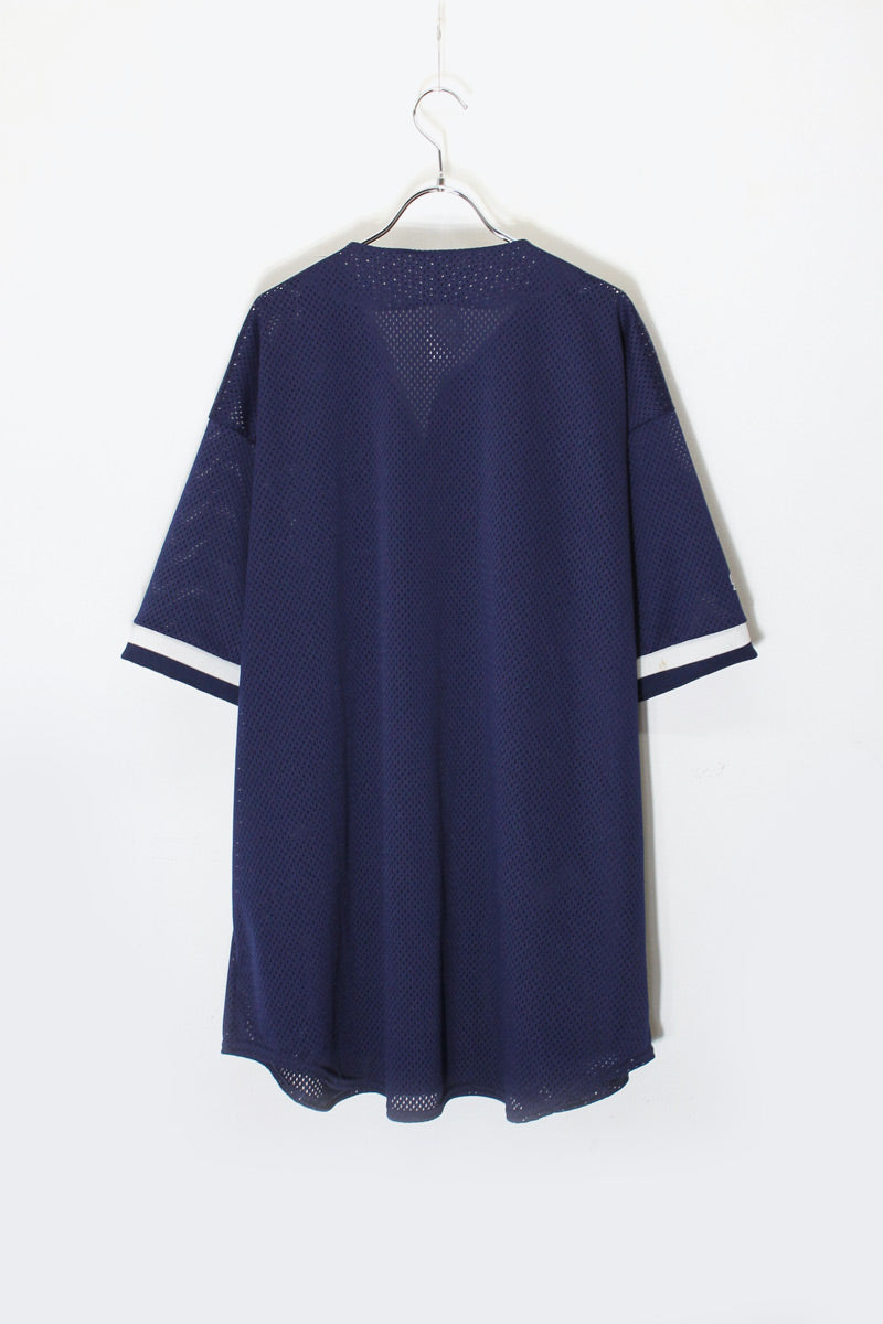 90'S S/S MESH BASEBALL SHIRT NY YANKEES / NAVY [SIZE: XL Equivalent USED]