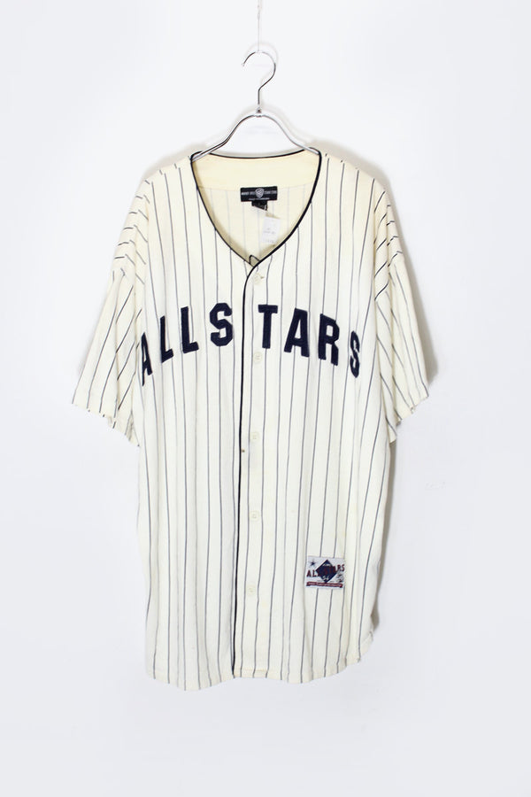 90'S S/S STRIPE BACK EMBROIDERY BASEBALL SHIRT / WHITE [SIZE: L USED]