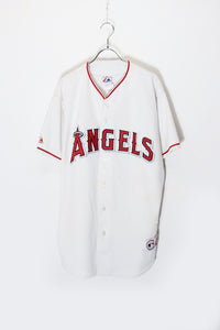 MADE IN USA 90'S MLB LA ANGELS 13 S/S BASEBALL SHIRT / WHITE [SIZE: L USED]