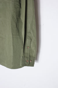 90'S L/S SILK LINEN SHIRT / KHAKI [DEADSTOCK/NOS]