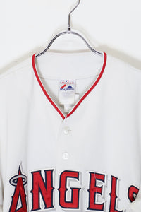 MADE IN USA 90'S MLB LA ANGELS 13 S/S BASEBALL SHIRT / WHITE [SIZE: L USED]