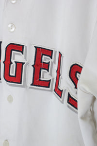 MADE IN USA 90'S MLB LA ANGELS 13 S/S BASEBALL SHIRT / WHITE [SIZE: L USED]