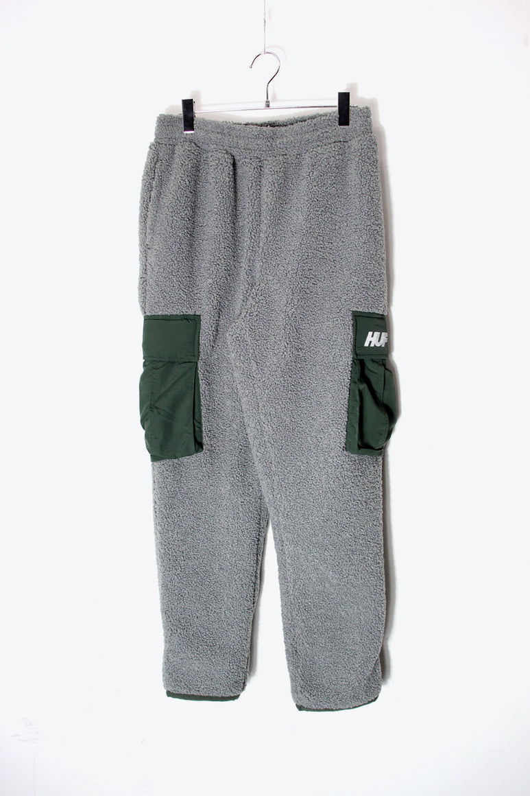 FLEECE CARGO PANTS / GREY/GREEN [SIZE: XS USED]