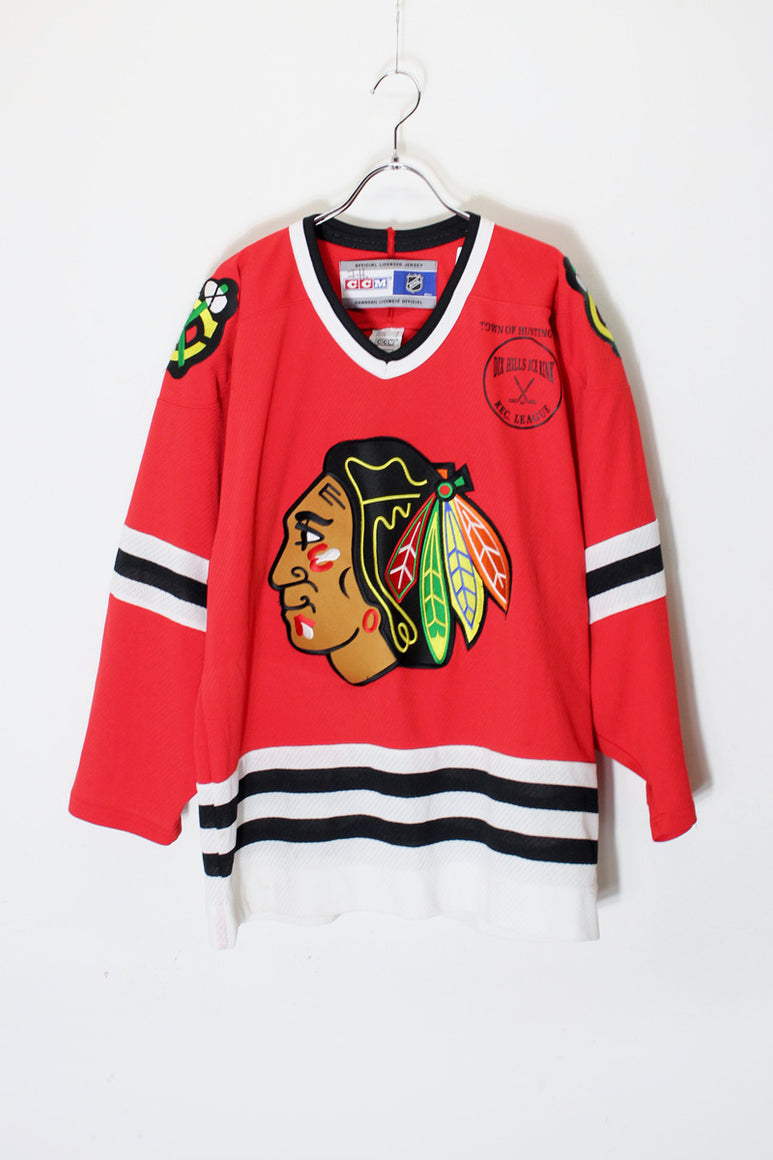 L/S CHICAGO BLACKHAWKS 32 PULLOVER GAME SHIRT / RED [SIZE: S USED]