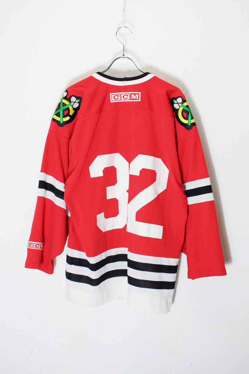 L/S CHICAGO BLACKHAWKS 32 PULLOVER GAME SHIRT / RED [SIZE: S USED]