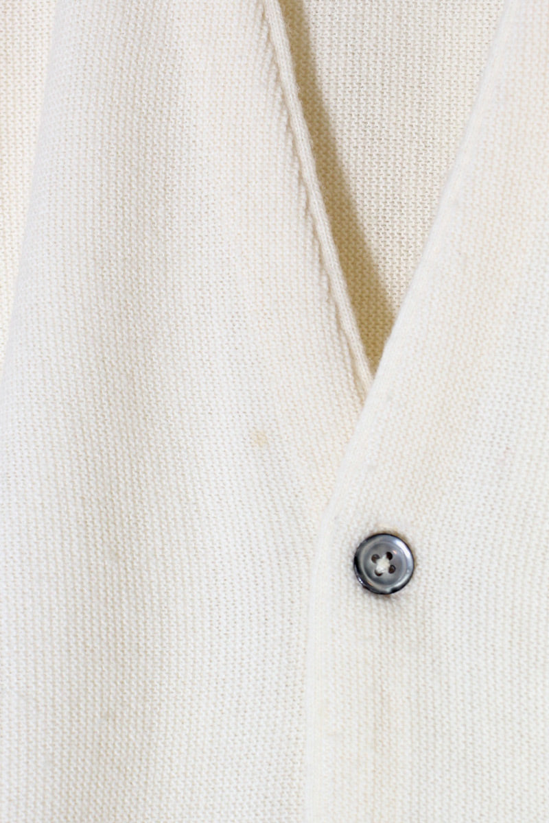 MADE IN USA ONE POINT ACRYLIC KNIT CARDIGAN / IVORY [SIZE: M USED]