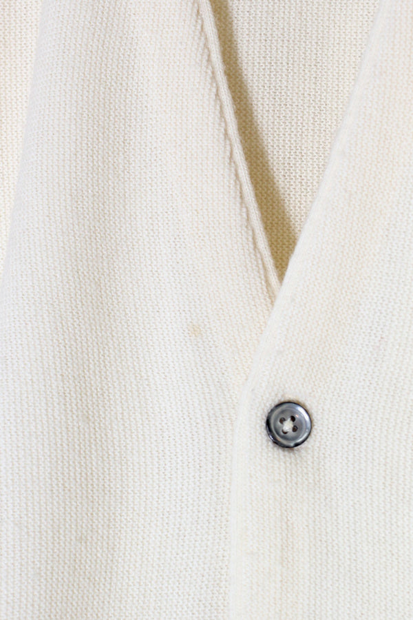MADE IN USA ONE POINT ACRYLIC KNIT CARDIGAN / IVORY [SIZE: M USED]