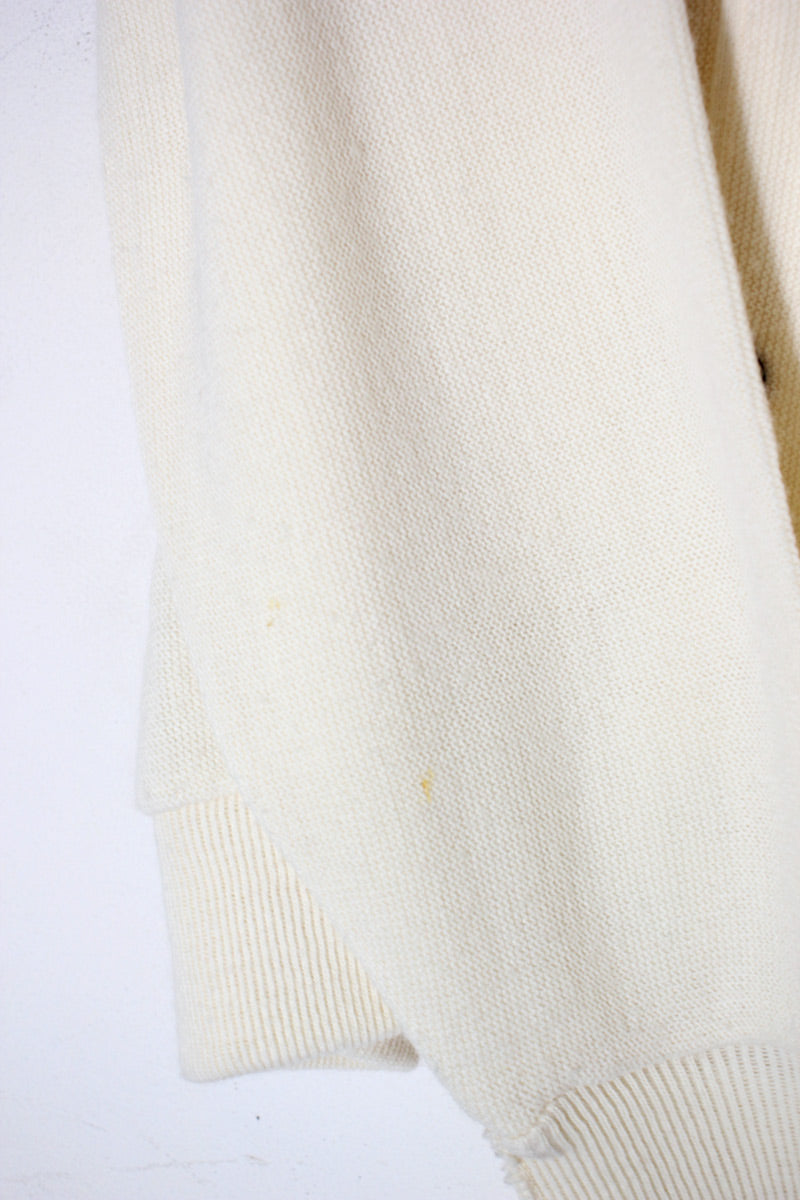 MADE IN USA ONE POINT ACRYLIC KNIT CARDIGAN / IVORY [SIZE: M USED]