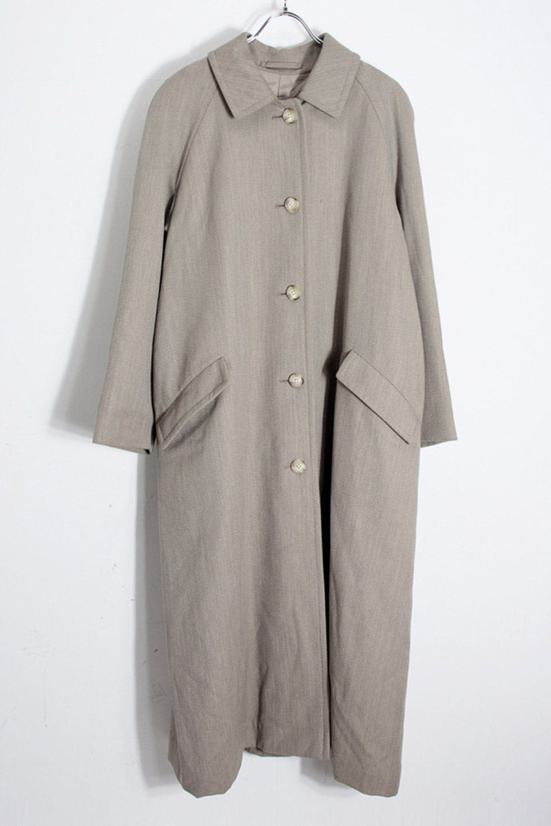 90'S LONG WOOL COAT / BEIGE [SIZE: M相当 USED]