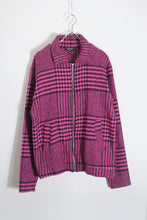 画像をギャラリービューアに読み込む, MADE IN ITALY GREN CHECK CRAZY PATTERN WOOL ZIP JACKET / NEON PINK/BLACK [SIZE: M DEADSTOCK/NOS]
